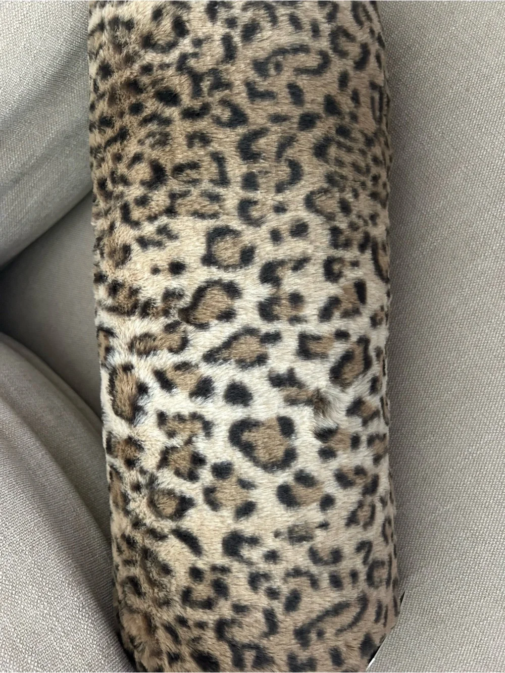 “New” Nicole Miller Leopard-Print Faux Fur Bolster Pillow